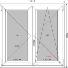 Finestra 1110 x 1100 mm, Salamander GreenEvo 76 3D